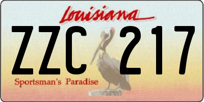 LA license plate ZZC217