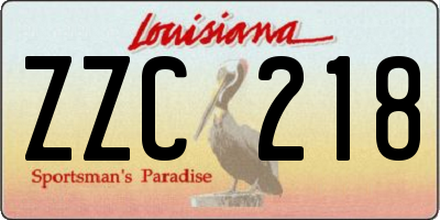 LA license plate ZZC218