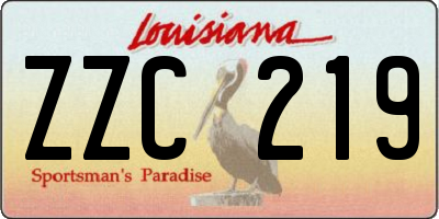 LA license plate ZZC219