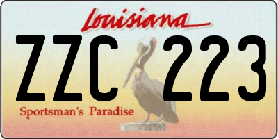 LA license plate ZZC223