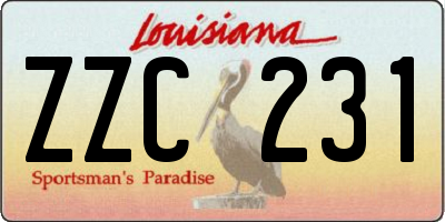 LA license plate ZZC231