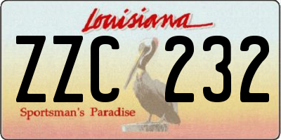 LA license plate ZZC232