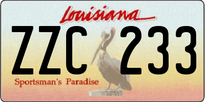 LA license plate ZZC233