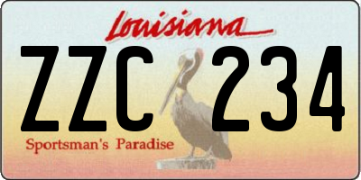 LA license plate ZZC234