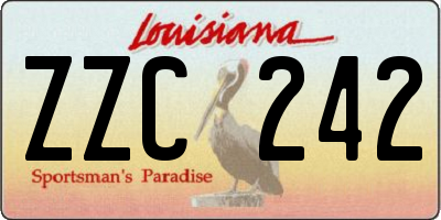 LA license plate ZZC242