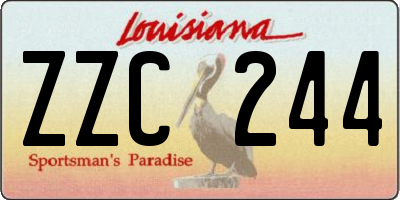 LA license plate ZZC244