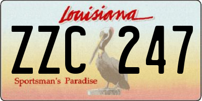 LA license plate ZZC247