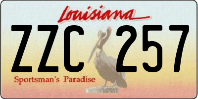 LA license plate ZZC257