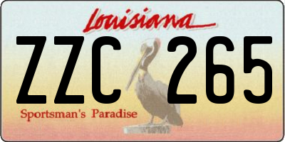 LA license plate ZZC265