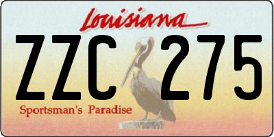 LA license plate ZZC275