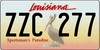 LA license plate ZZC277