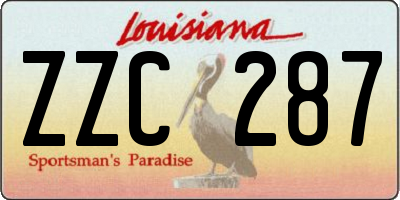 LA license plate ZZC287