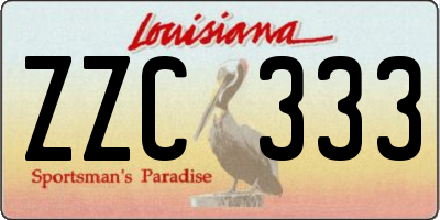 LA license plate ZZC333