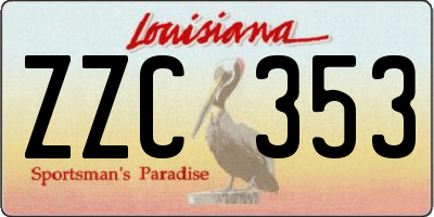 LA license plate ZZC353