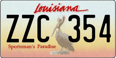 LA license plate ZZC354