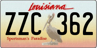 LA license plate ZZC362