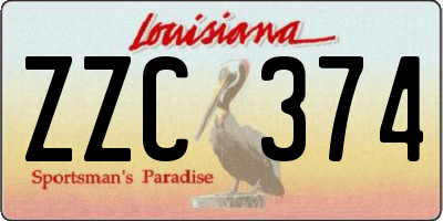 LA license plate ZZC374