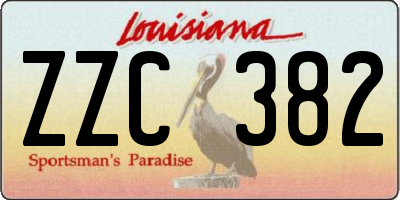 LA license plate ZZC382