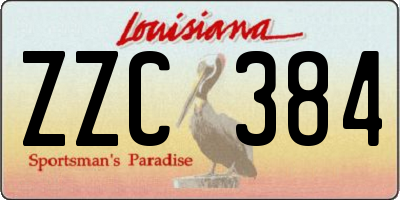 LA license plate ZZC384