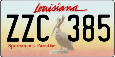 LA license plate ZZC385