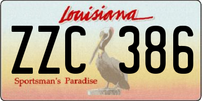 LA license plate ZZC386