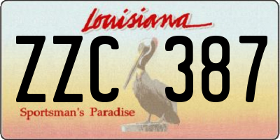 LA license plate ZZC387