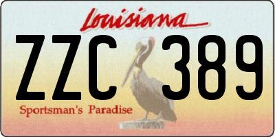 LA license plate ZZC389