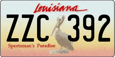 LA license plate ZZC392