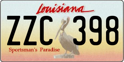 LA license plate ZZC398