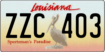 LA license plate ZZC403