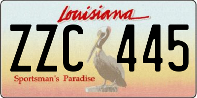 LA license plate ZZC445