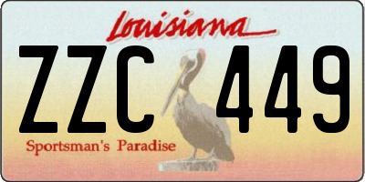 LA license plate ZZC449