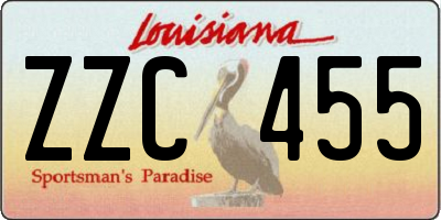 LA license plate ZZC455