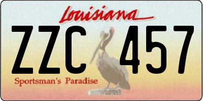 LA license plate ZZC457