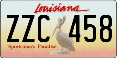 LA license plate ZZC458