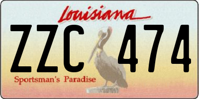 LA license plate ZZC474