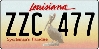 LA license plate ZZC477