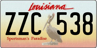 LA license plate ZZC538