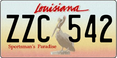 LA license plate ZZC542