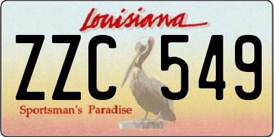 LA license plate ZZC549