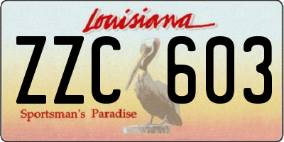 LA license plate ZZC603