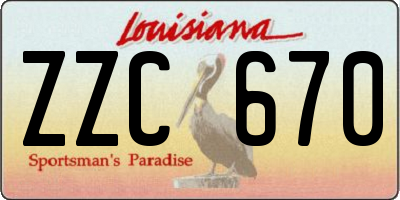 LA license plate ZZC670