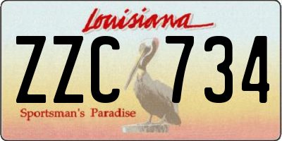 LA license plate ZZC734