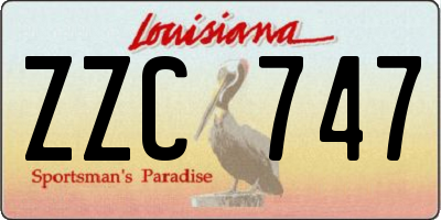 LA license plate ZZC747