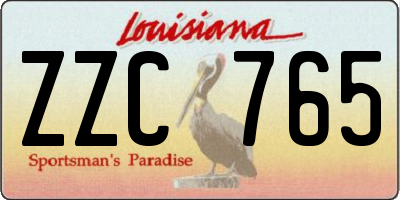 LA license plate ZZC765