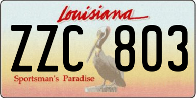 LA license plate ZZC803