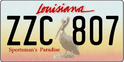 LA license plate ZZC807