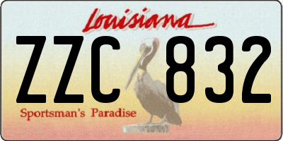 LA license plate ZZC832