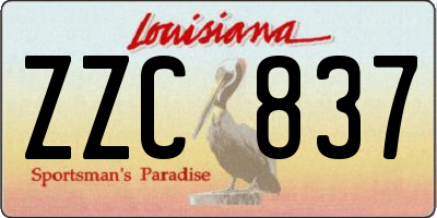 LA license plate ZZC837