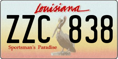 LA license plate ZZC838